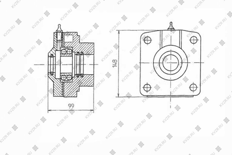 Чертеж корпуса подшипника заднего вала Т 220.04.002